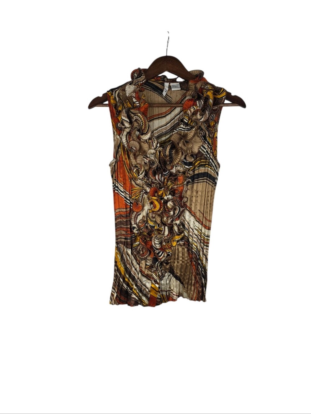 Sami + Jo Whimsigoth Autumnal Earthy Ruffled Blouse Crinkle Plisse Button Size S